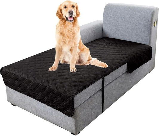 Genina L Shape Couch Cover, Sectional Couch Chaise Covers, Waterproof Washable Sofa Covers for Left L Shape Chaise Lounge, Anti-Slip Sofa Slipcovers for Dogs Cats Pet Friendly(Black) by Genina
