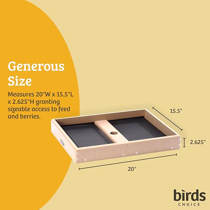 Birds Choice Pole Mount Seed Catcher Platform Feeder | Medium, Taupe | Recycled Plastic with 2 Removable Seed Trays, Catches Fallen Seed to Reduce Waste, Easy to Clean - Image 2