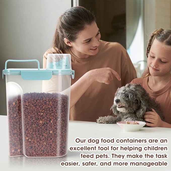 TBMax Dog Food Storage Container 5-7 lbs, Airtight Cat Food Container with Large Spout & Measuring Cup, Pet Food Storage Dispenser for Kibble Storage, Dog Treat Bird Seed Container -Light Blue - Image 4