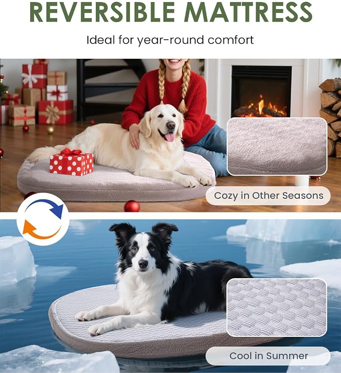 Orthopedic Dog Bed for Large Dogs, Pet Sofa, Large, Calliste Green | Orthopedic egg crate foam, 4-sided bolster support, anti-slip bottom, pet sofa bed for large dogs - Image 2