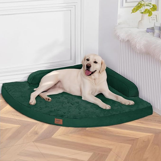 Large Orthopedic Dog Bed with Sides XXL Dog Beds with Removable Washable Cover Non-Slip Waterproof Pet Bed for Extra Large Dogs - Dark Green XXL