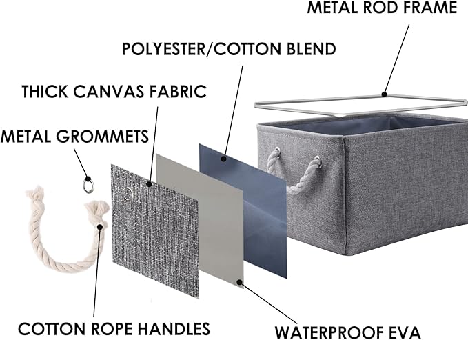 TheWarmHome Large Storage Bins- Storage Baskets for Organizing Shelves, Basket Organizer for Closet Bookshelf Dog Toy Nursery Clothes Laundry Home Organization, Fabric Storage Cubes W/Handles - Image 3
