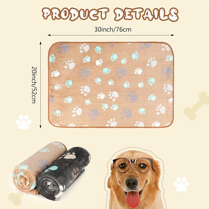 YUEPET 2 Pack Waterproof Dog Blankets, Puppy Blankets for Small Dogs & Cats | Waterproof Inner Layer, Bed Couch Sofa Protector, Soft Reversible Fleece, 30x20", Machine Washable, Gray Coffee - Image 2
