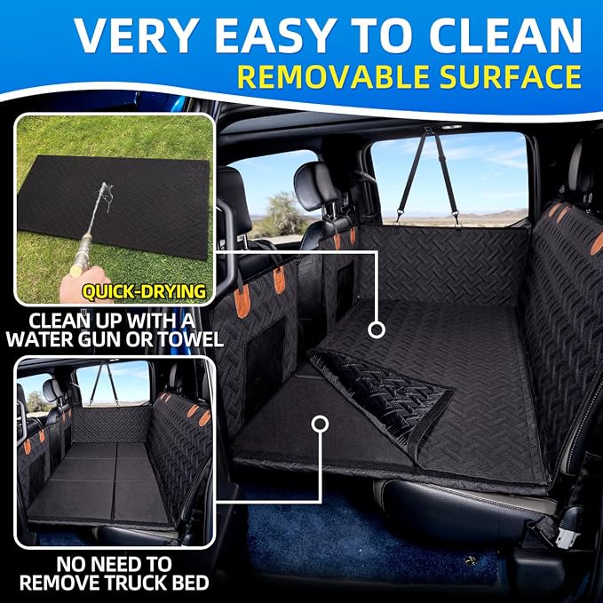 MAXFUT Truck Dog Seat Cover Back Seat,Back Seat Extender for Truck,Dog Hammock,Hard Bottom Car Seat Cover,Pet Seat Cover for F150/RAM1500/Silverado - Image 3