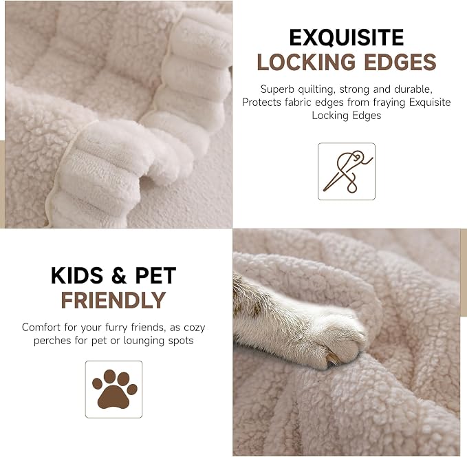 OTOB Couch Covers for Sofa Pet Friendly, Washable & Non Slip Fuzzy Dog Couch Cover Sofa Slipcovers Love Seat, Soft Plush Cozy Furniture Protector Cushion Mat, All Seasons (Beige, 27.6" x 59.1") - Image 4