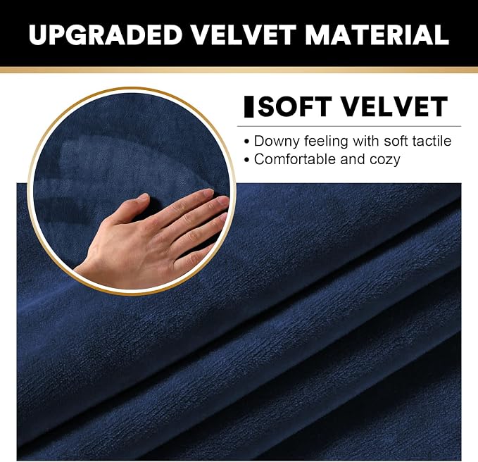 PrinceDeco Sectional Couch Covers Velvet Couch Cover for Dogs Washable L Shaped Couch Cover 1 Piece Individual Sectional Couch Covers with Elastic Bottom(Chaise Lounge,Navy) - Image 3