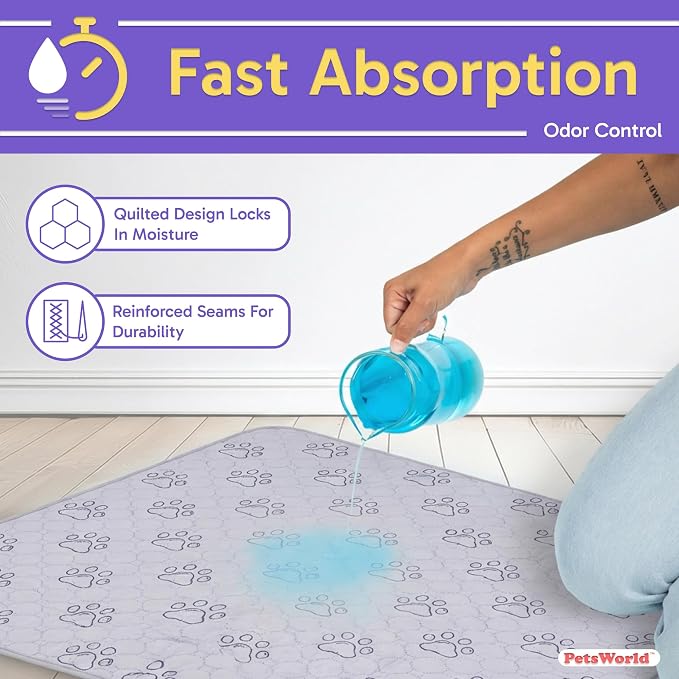 PETSWORLD Washable Reusable Dog Pee Pads (Pack of 8) – 34” x 52” Extra Large Training Pads with Non- Slip Backing – Waterproof, Leakproof, Absorbent Pet Pads for Puppies & Dogs - Image 5