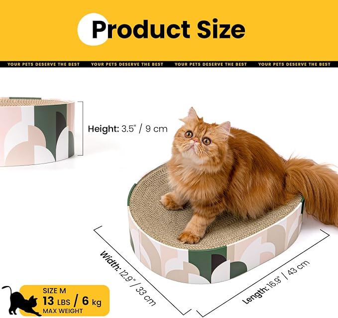 Conlun Oval Cat Scratcher Bed | Scratching Bowl Lounge for Kittens | Medium | Corrugated Cardboard Pad | Concave Shape | No Mess Enclosed Base | Serves as Couch Furniture Protector - Image 8