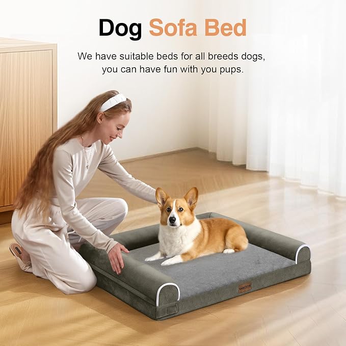 NANUYA Orthopedic Dog Bed for Small Dogs, 24 x 16 Inch, Dark Green | Egg crate foam for joint support, 3-sided bolster pet sofa, waterproof lining, washable cover, and non-skid base - Image 3