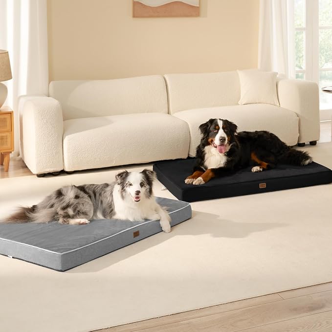 EHEYCIGA XXL Orthopedic Dog Crate Bed with Memory Foam, 47x29Inch, Grey | High Density Egg Crate Foam, Waterproof Liner, Washable Removable Cover, Non-Slip Bottom, Fits Crate, Floor and Sofa - Image 8