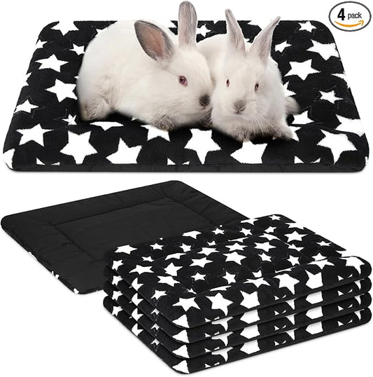 VitalCozy 4 Pcs Dog Crate Pads, Ultra Soft Warm Washable Anti-Slip Kennel Bed Mat for Pets, Reversible, Replaceable, Cage Liner for Small Medium Large Dogs and Cats(18 x 14 x 1.6 Inch,Star,Black) by VitalCozy