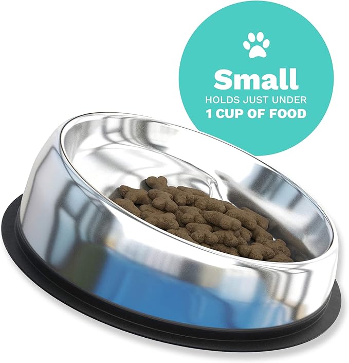 Enhanced Pet Bowl, Stainless Steel Slanted Dog Bowl with Raised Ridge for Flat-Faced Dog Breeds or Cats, Food-Grade Non-Slip No Spill Bowl for Dogs, Less Mess, Less Gas, and Better Digestion (Small) - Image 2