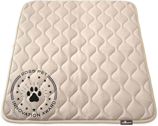 Paw Inspired Washable Padded Crate Mats for Dogs, Beige, 41x28 Inch | Fits 42-inch Kennels, Leakproof, Waterproof Bottom, Plush Dog Pad, Pet Bed by HOME