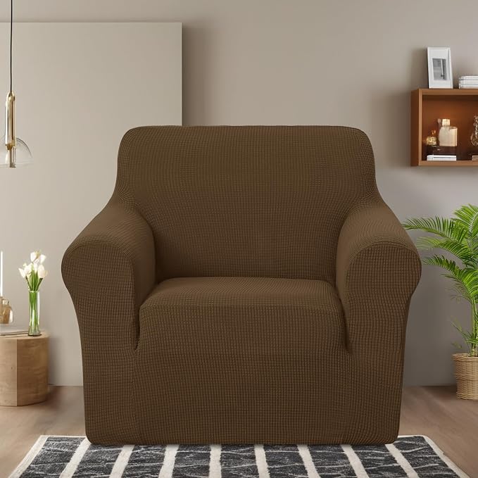 U-NICE HOME Stretch Recliner Chair Cover Armchair Slipcover, Brown | Furniture Protector, 1-Piece Chair cover, Washable, Pet friendly, Polyester Spandex Jacquard fabric - Image 2