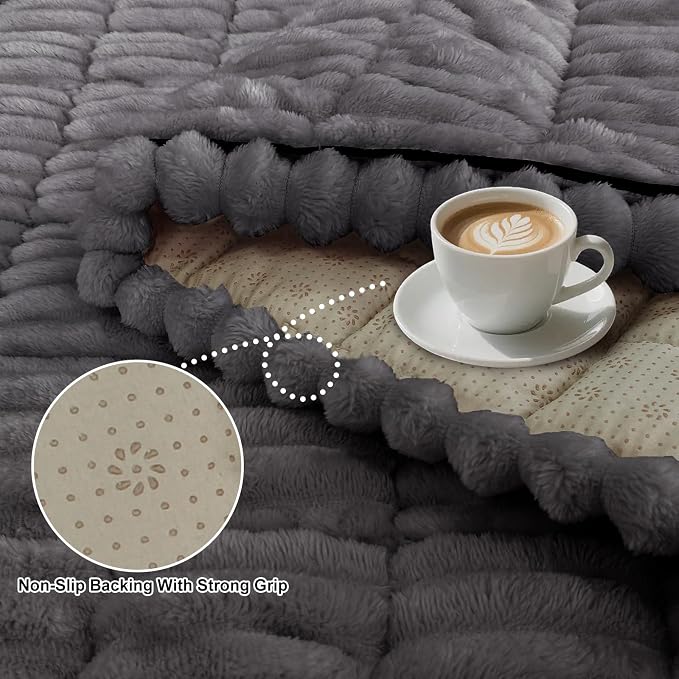 U-NICE HOME Fuzzy Chair Cover Arm Covers, Dark Grey, 27.6''x27.6'' | Non-Slip, Washable, Couch cover for dog, Pet friendly, Furniture Protector - Image 3