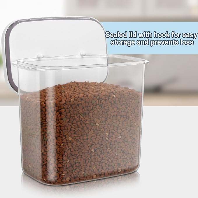12 lbs Airtight Dog Cat Food Storage Container and Dog Treat Containers BPA-Free, PET Clear Stackable Pet Storage Bin, 1-Cup Scoop, 1-Sponge cleaning brush, Pop Top, With handle, Easy Mobility-large - Image 5