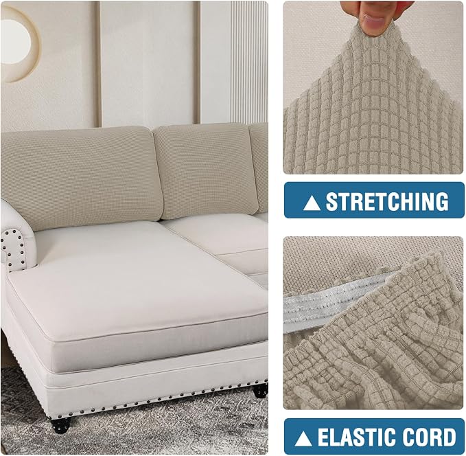 H.VERSAILTEX Backrest Cushion Covers Sectional Couch Back Cushion Covers for Sectional Sofa Set for Both Left/Right Couch (Back Only: 1 Chaise + 2 Sofa, Island Fossi) - Image 6