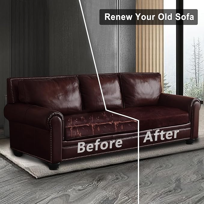 ANARACHON Leather Look Couch Cushion Covers Sofa Seat Slipcovers Sets Couches Furniture Protector for Sectional Armchair Loveseat Pets Kids Stretch Spandex Fabric (1 Cushion Sofa, Burgundy) - Image 7