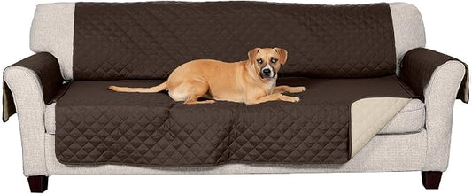 Furhaven Water-Resistant & Reversible Large Sofa/Couch Cover Protector for Dogs, Cats, & Children - Two-Tone Pinsonic Quilted Living Room Furniture Cover - Espresso/Clay, Large Sofa by FurHaven