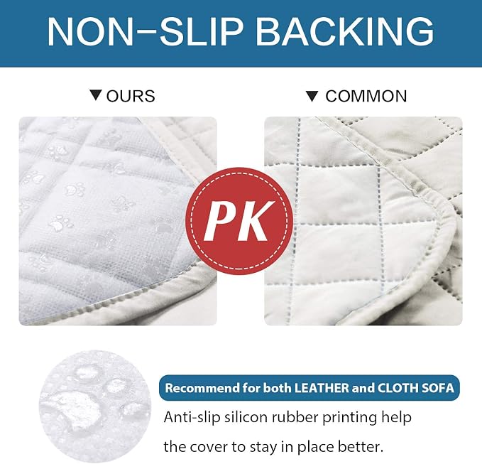 H.VERSAILTEX 100% Waterproof Sofa Slipcover Washable Loveseat Cover for 2 Cushion Cover Non-Slip Furniture Protector with Silicone Backing Couch Cover for Pets (Oversized Loveseat, Off White) - Image 6