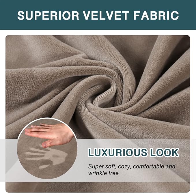 FantasDecor Velvet Chaise Lounge Cover Stretch Double Arm Chair Slipcover for Living Room Bedroom Soft Plush Fabric Machine Washable, Taupe - Image 4