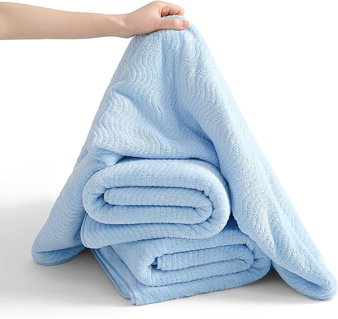 4 Piece Extra Large Bath Towel 35"x70" Oversized Bath Sheet Blue Bath Towel Set for Bathroom Ultra Soft Cozy Highly Absorbent Quick Dry Bathroom Towel for Spa Gym Hotel,Shower Towel for Daily Use - Image 8