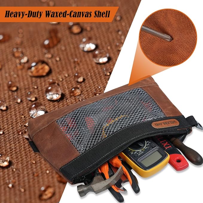 WELKINLAND 4 Piece-Pack Clear Tool Pouch, 12-Inch Tool Pouches, Heavy-Duty Waxed Canvas Zippered Tool Pouch, See-Thru Tool Pouches With Zipper, 4-Color Small Tool Bag - Image 6