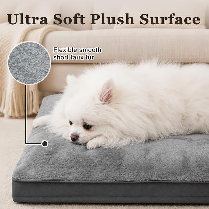 NUPIDA Waterproof Small Dog Bed for Crate with Washable Cover, 23x17, Grey | Cat Puppy Bed, TPU Waterproof Layer, Soft Plush Surface, Durable Oxford fabric, Non-Slip Bottom, For Small Breeds ≤20lbs - Image 2
