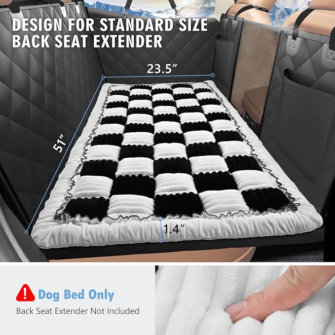 Dog Bed for Car Back Seat, Non-Slip Backseat Pet Mat Standard | Soft Blanket for Travel, Plaid Flannel, Quilted PP Cotton Filling, Non-Slip Backing, Machine Washable, Fit Backseat Extenders - Image 8
