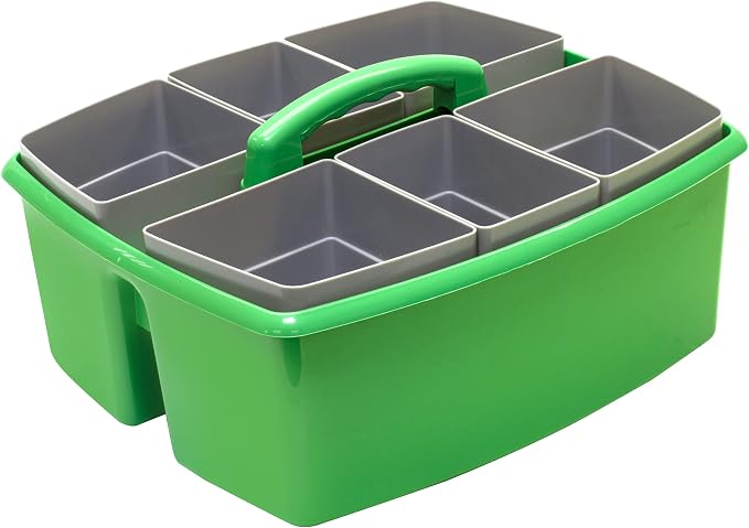 Storex Large Classroom Caddy with Cups, 13 x 11 x 6.575 Inches, Green, Case of 2 (00983U02C) - Image 3