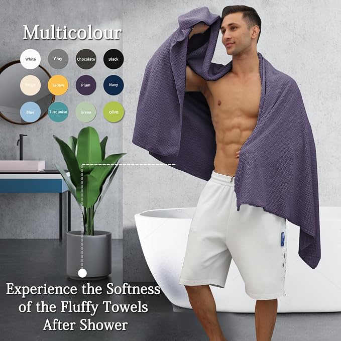 Extra Large Bath Towels Set 35x70 Inches - Purple Luxury 600 GSM Oversized Bath Sheet Towel,Ultra Soft Microfiber - Quick Dry,Highly Absorbent Shower Towels Spa Hotel Bathroom Towel Set (4-Pack) - Image 5