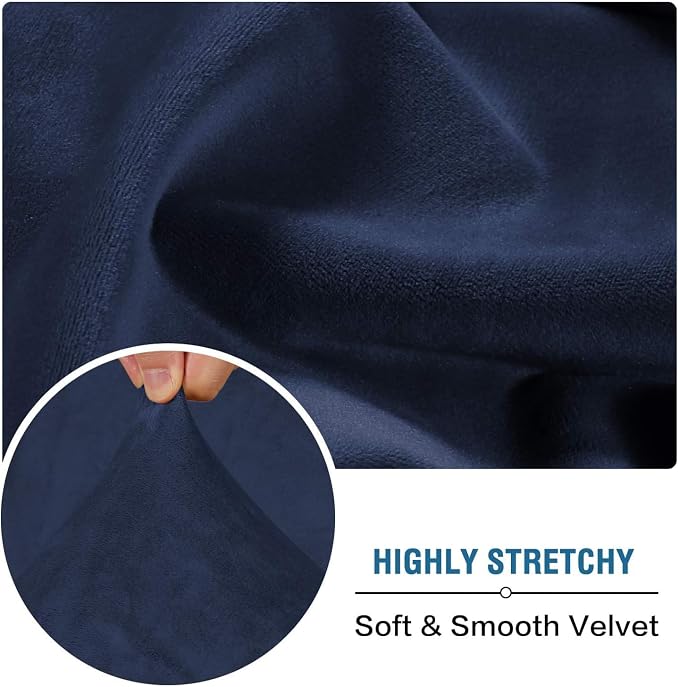 H.VERSAILTEX Velvet Stretch Individual Couch Cushion Cover Plush Slipcover for Loveseat Sofa Furniture Protector Seat Cover (1 Piece Loveseat Cushion Cover, Navy) - Image 5