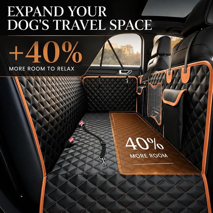 Back Seat Extender for Dogs,Dog Car Seat Cover for Back Seat with Hard Bottom Holds 500 lbs,Car Seat Protector,Waterproof Extender for Dogs,Dog HammockPet Bed for Full-Size Cars,SUVs, Small Trucks - Image 3