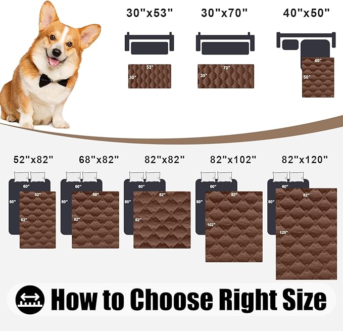 Smiry Waterproof Dog Bed Cover Blanket, Reversible Pet Blanket | Soft Reversible, Washable Leakproof Cats Dogs Couch Cover for Sofa, Couch, Furniture (82x82 Inch) - Image 6