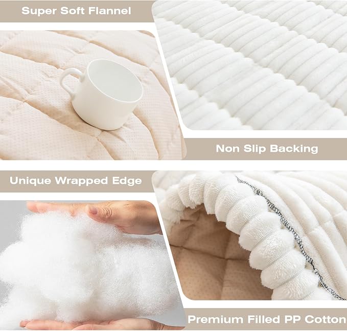 VClife Dogs Couch Cover, Non Slip Sofa Cover Washable, White, 23.6" X 51" | Soft Fuzzy Couch Cover for 2 Cushion Couch Sofa Pet Friendly, Scratch Resistant Thick Furniture Protector for Sectional Sofa - Image 4