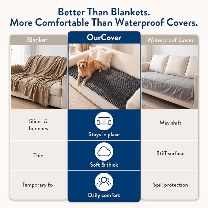 SureFit Couch Covers for Dogs,Non-Slip Washable Pet Friendly Sofa Protector | Non-Slip Paw Print Grip,Sofa Slipcovers for 2 Cushion Couch,Soft Thick Furniture Protector for Sofa Cushions(28" x 60"Gray) - Image 7