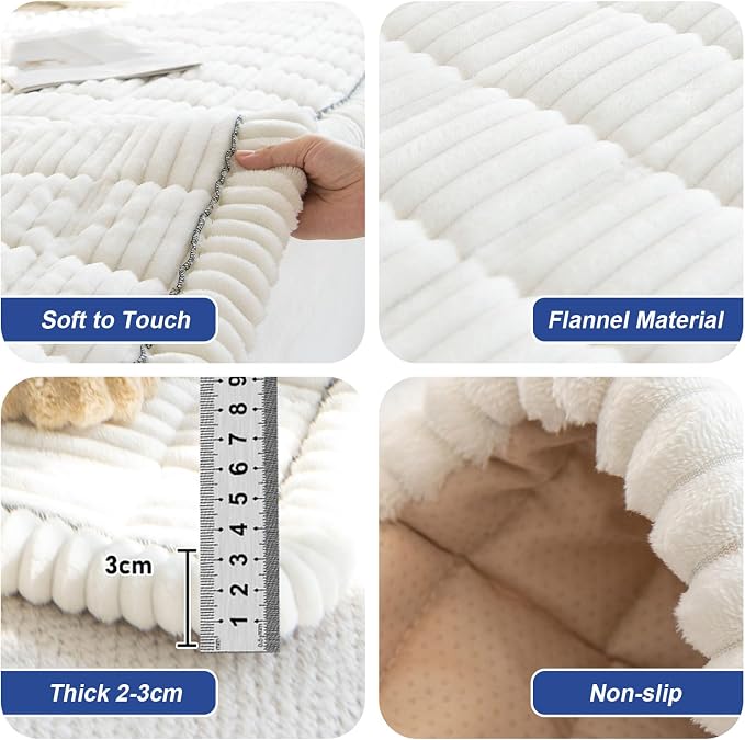 GKXLH New Thick Sofa Covers Washable - Soft Corduroy Universal Sofa Cover 2 3 4 Seater, Non-Slip Couch Cover, Couch Seat Covers Sofa Slipcovers Furniture Protector for Living Room (White, 90x160cm) | Soft Corduroy Sofa Cover, Corner Sofa Cover for Dogs... - Image 6