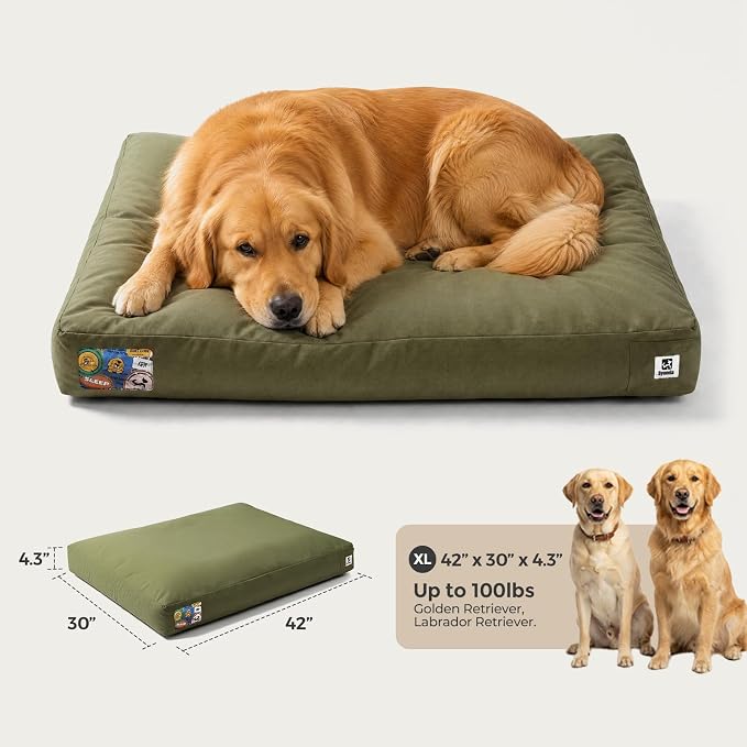 Sytopia Waterproof Outdoor Dog Bed for Large & Senior Dogs, Orthopedic Egg Crate Foam Pet Mat with Removable Washable Cover, Outdoor Indoor Crate Bed for Patio, Camping, Travel & Home 42inch, Green - Image 4
