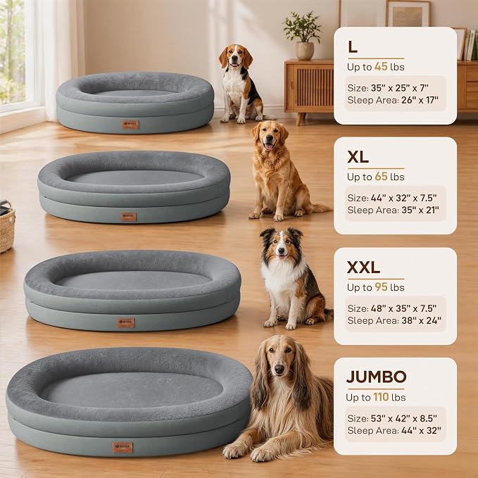 Waterproof Orthopedic Dog Bed for Medium Dogs, Grey | Supportive Crate Foam Relieves Joint Pressure, 360°Bolsters, Waterproof Inner,Washable Cover, Non-slip Bottom - Image 6