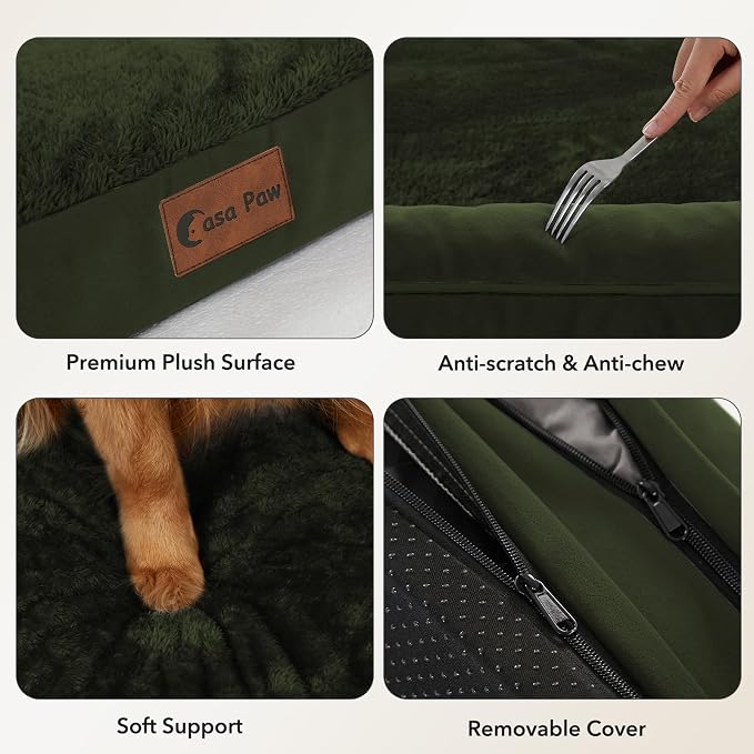 Orthopedic Dog Bed for Extra Large Dogs, 45x35in, Olive Green | Orthopedic Foam Relieves Joint Pressure, Bolsters Supports Head And Neck, Washable Cover, Non-Slip Bottom - Image 5