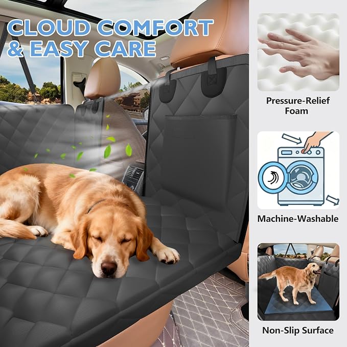 Back Seat Extender for Dogs-Large Space, Hard Bottom Egg Crate Foam Soft Dog Car Seat Cover, Sturdy Backseat Extender for Dogs, Waterproof Pet Car Bed Dog Hammock for Car, SUV, Truck - Image 7