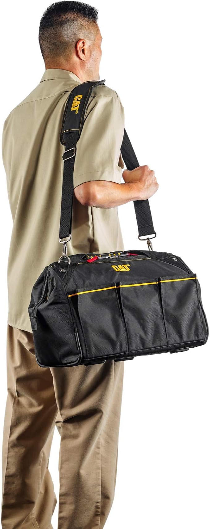 CAT 16-Inch Pro Wide Mouth Tool Bag, 18 Pockets for Tool Storage and Organization, Premium 1680D Water-Resistant Polyester Weave, Adjustable Shoulder Strap - 240044 - Image 7