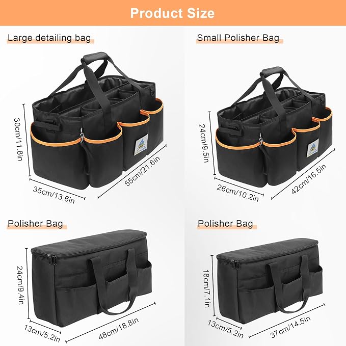 WDG 2PCS Detailing Bag Cleaning Caddy Organizer with Handle & Polisher Tote Large Car Care Storage/Carry Bag for Car Cleaning Supplies & Housekeeper Cleaner-Large - Image 2