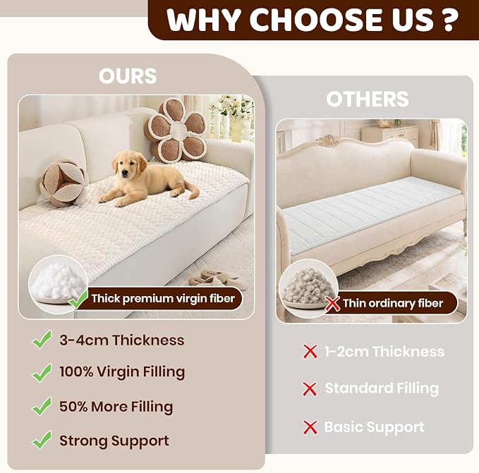 Royhom Couch Cover for Dogs Washable，Non Slip Sofa Protector for Pets | Durable & Easy Care, Soft Furniture Cover for Leather & Fabric Couches Against Claws, Spills & Fur, 27.6x70.9 Inch, White - Image 10