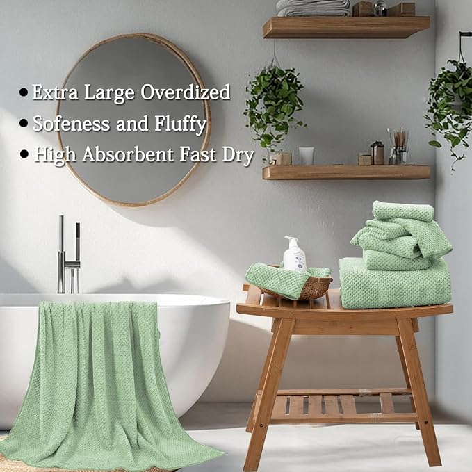 Extra Large Bath Towels Set 35x70 Inches - Green Luxury 600 GSM Oversized Bath Sheet Towel,Ultra Soft Microfiber - Quick Dry,Highly Absorbent Shower Towels Spa Hotel Bathroom Towel Set (4-Pack) - Image 4