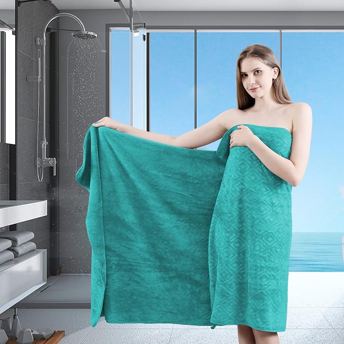 Bath Towel Set of 4 Extra Large Bath Sheet 35"x70" Oversized Bath Towel Soft Microfiber Bathroom Towel for Adults Highly Absorbent Quick Dry Towel Set for Bathroom,Hotel,Shower Bath Sheet Teal Blue - Image 8