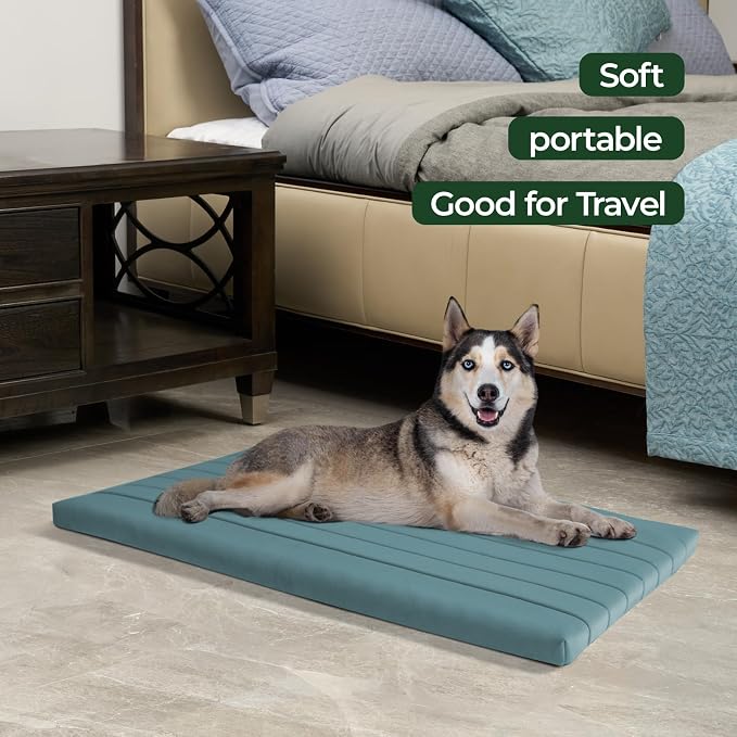 BALANCE Dog Crate Bed, Orthopedic Dog Bed Pad with Waterproof Liner, Washable Crate Foam Pet Mat for Large, Medium, Puppy Dogs Breeds, Powder Blue, 42"x28"x2" - Image 4