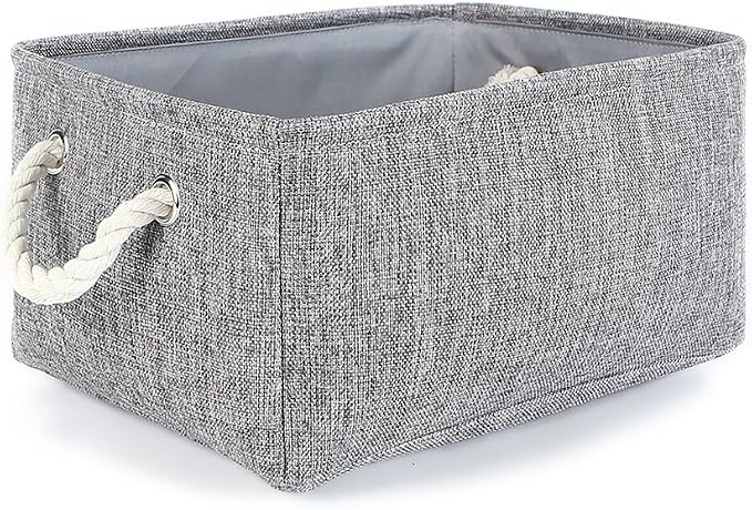 TheWarmHome Storage Bins Basket - Storage Baskets for Organizing Shelves,Home Closet Organizer for Book Shelf Organization,Fabric Storage Cubes,Medium Decorative Grey Basket Gift by TheWarmHome
