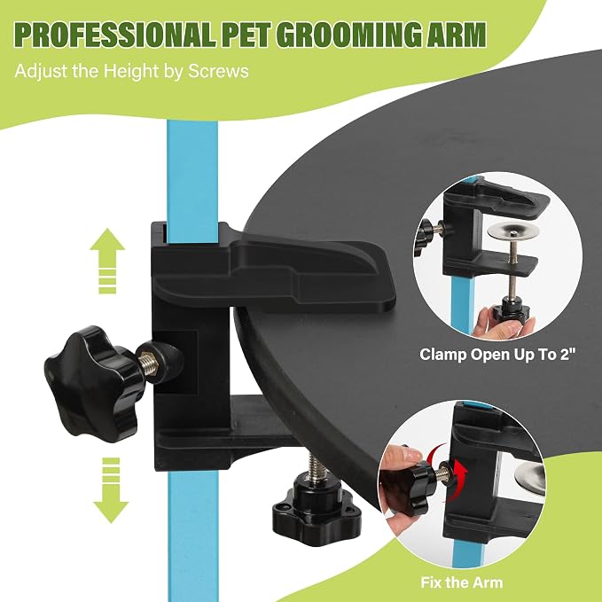 getlstub Dog Grooming Arm with Pet Grooming Hammock, 35" Pet Grooming Table Arm with Adjustable No Sit Haunch Holders, Dog Grooming Stand with Loop Noose for Small and Medium Pets, Blue - Image 4