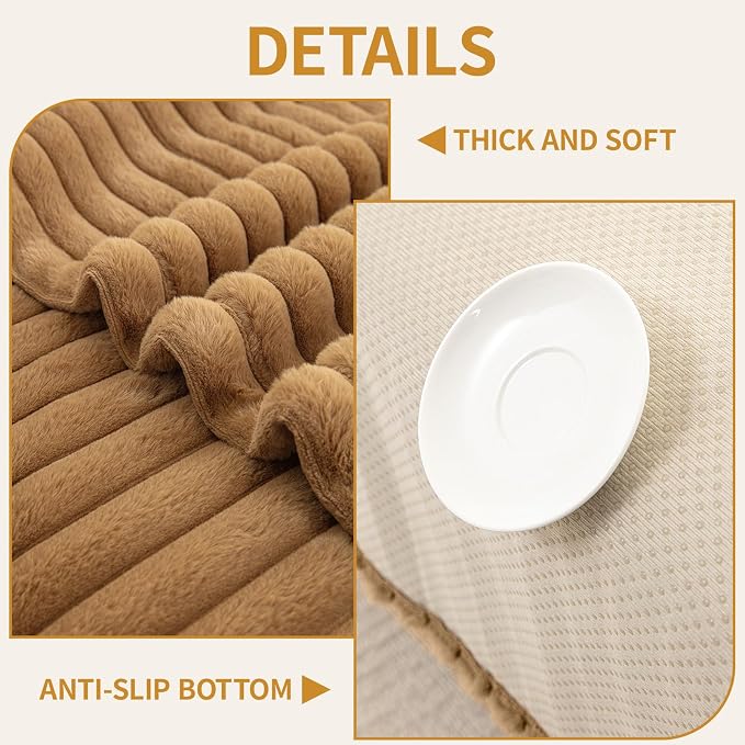 Deep Dream Waterproof Couch Cover for Dogs, Non Slip Pet Couch Covers for Sofa, Soft Faux Fur Sofa Cover, Washable Furniture Protector for 3 Cushion Couch (Khaki, 35" x 82") - Image 2